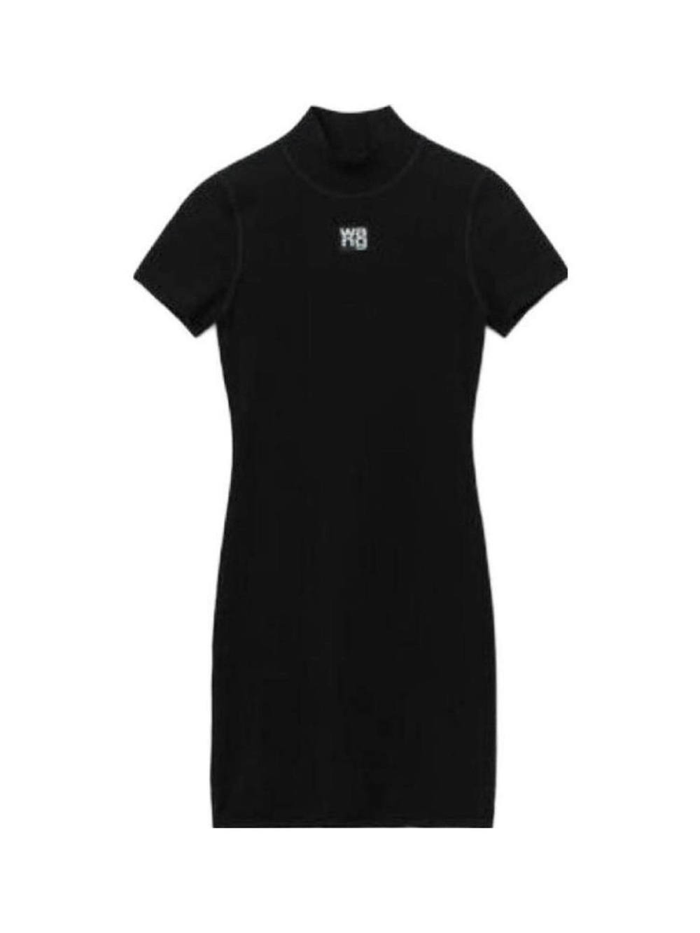 Alexander Wang Black Short-Sleeve Mock Neck Mini Dress